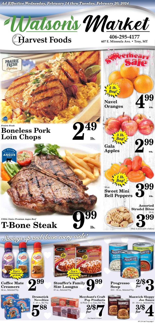 Print Weekly Specials Harvest Foods Watson's Market Troy 607 E